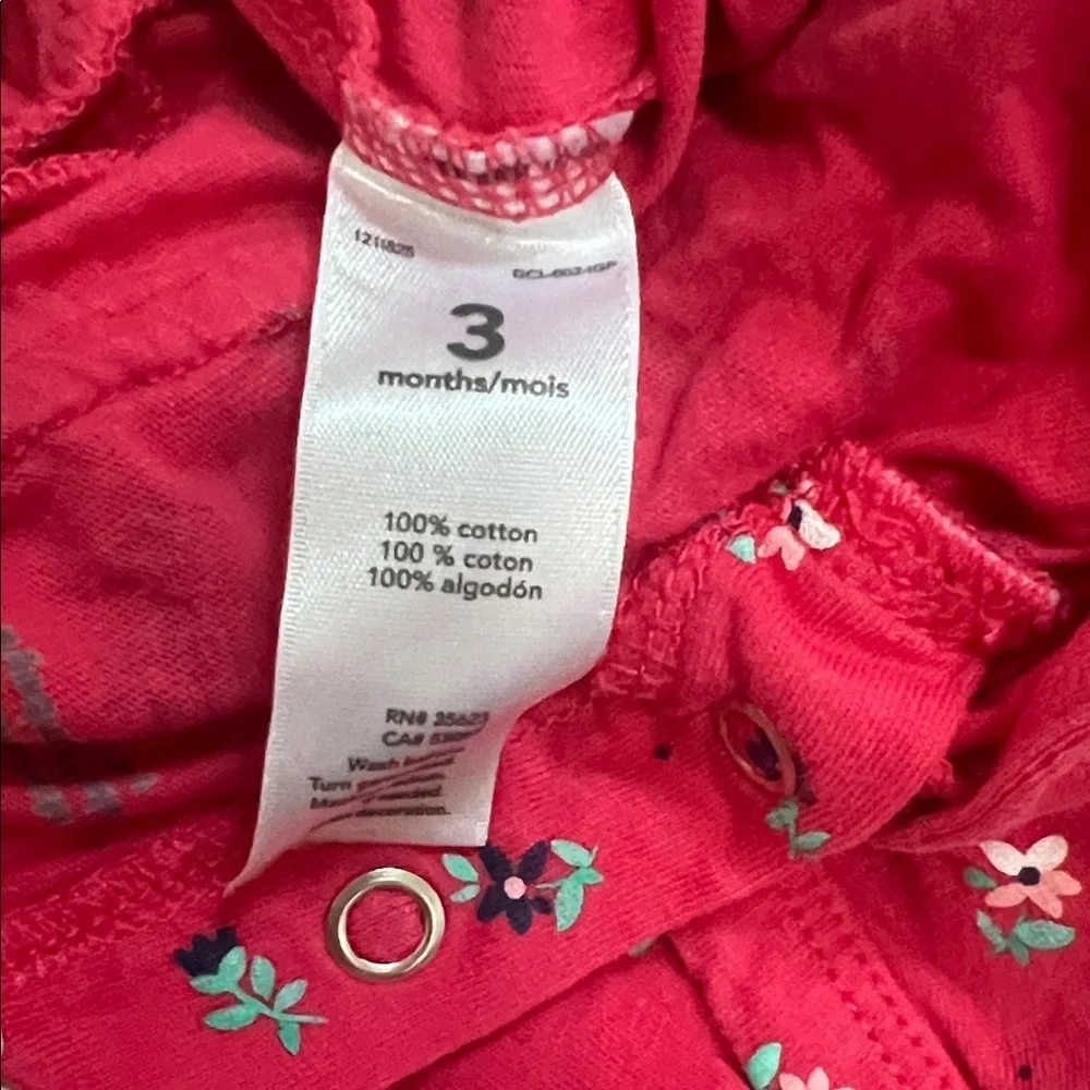 Carter's Red Floral Ruffle Bodysuit